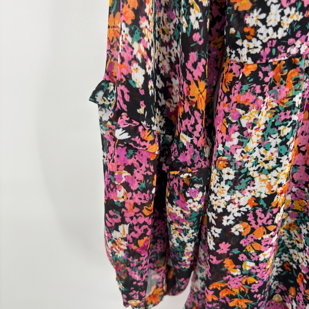 Vince Camuto Floral Tiered Dress Small‎ Ruffle Neck Long Sleeve Boho Cottagecore - Picture 11 of 15